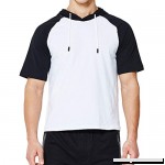Fashion Summer Mens Colorblock Leisure Fitness Hooded T-Shirt Short Sleeve Tops White B07QGCZZX3